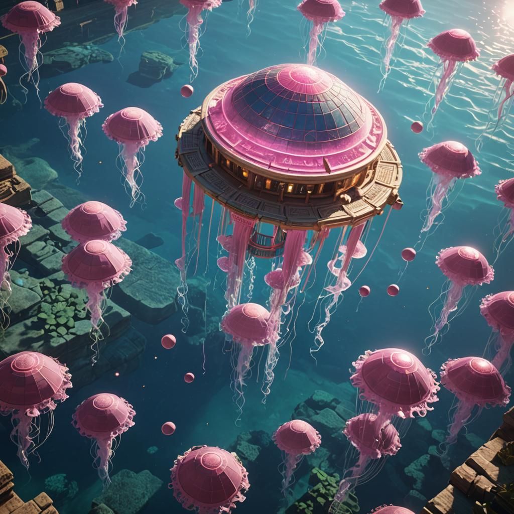 Egyptian Temple with Jellyfish in Unreal Engine