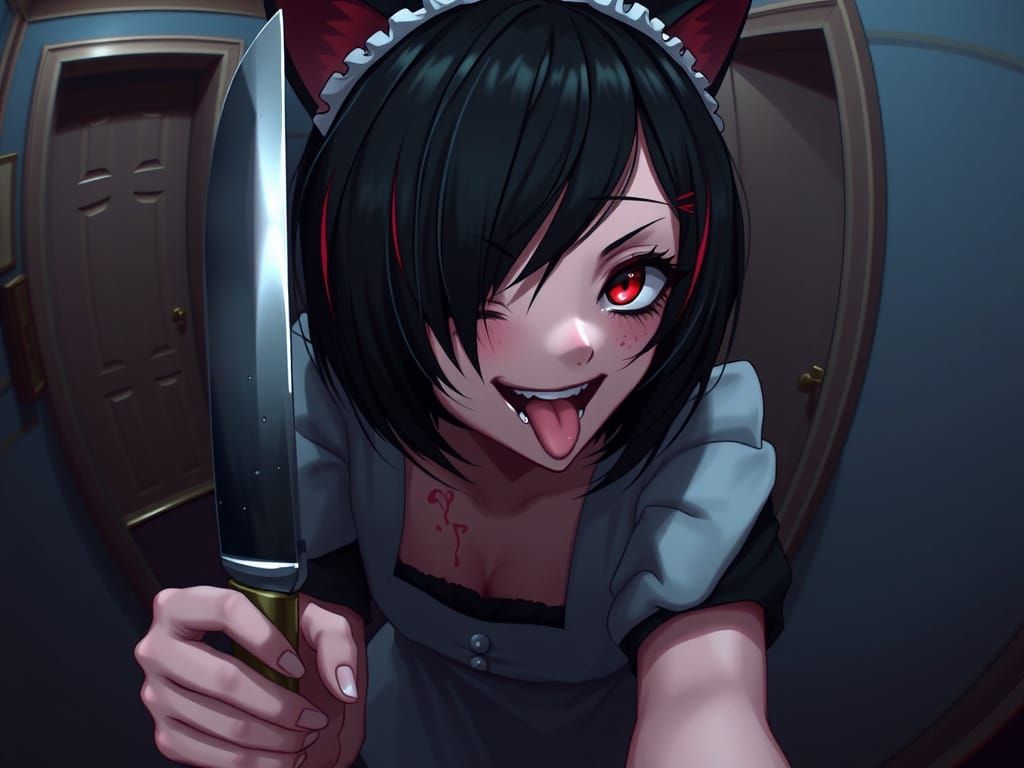 Sinister Maid in High Contrast Chiaroscuro