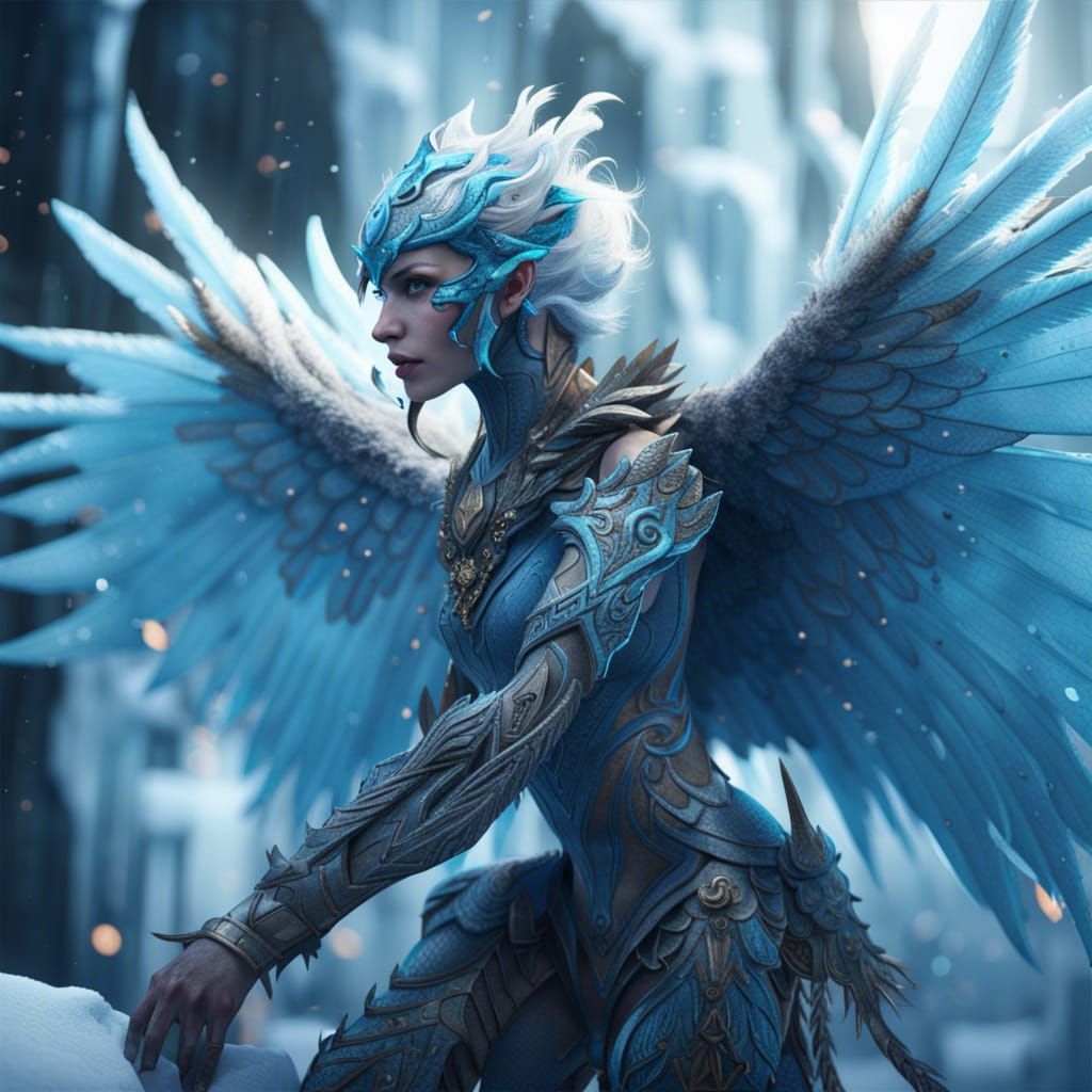 Detailed Ice Harpy in Fantasy Concept Art