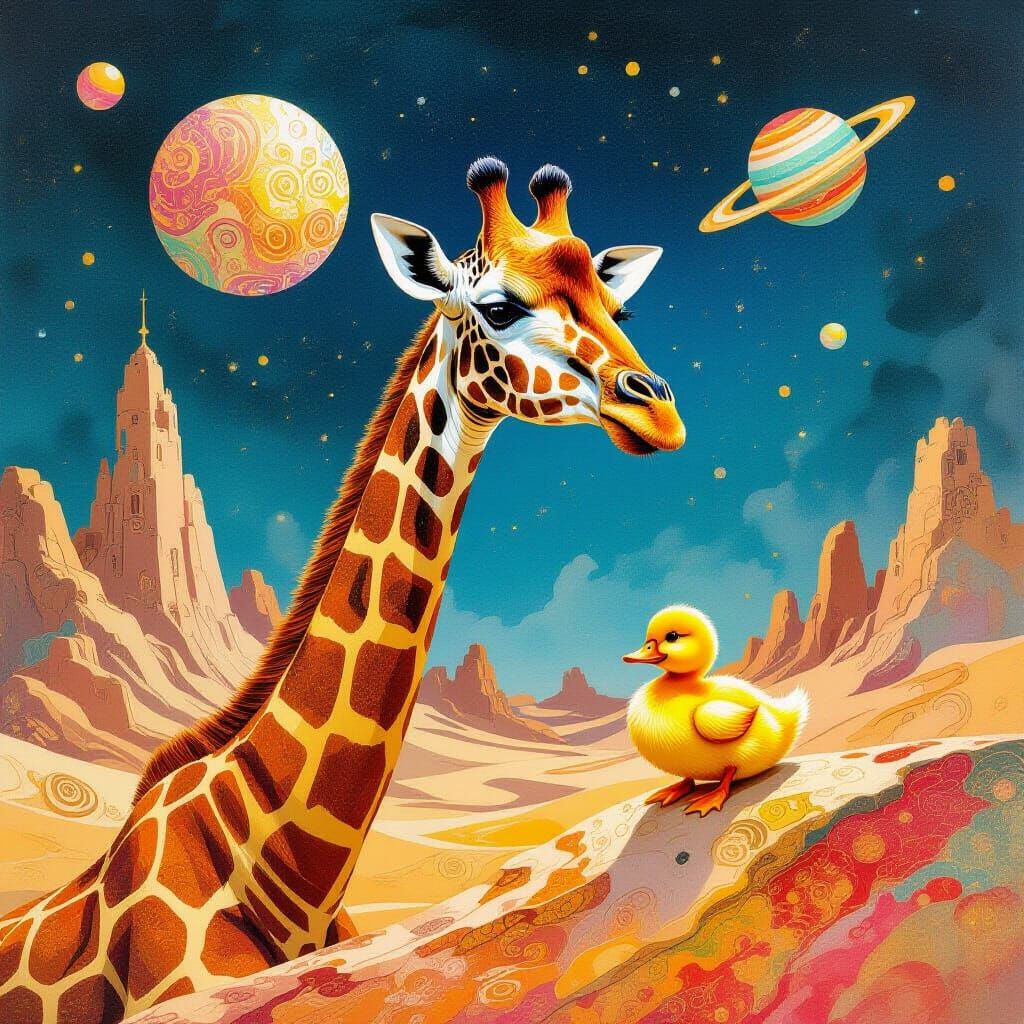 Cyberpunk Giraffe in Lunar Base Alpha Space