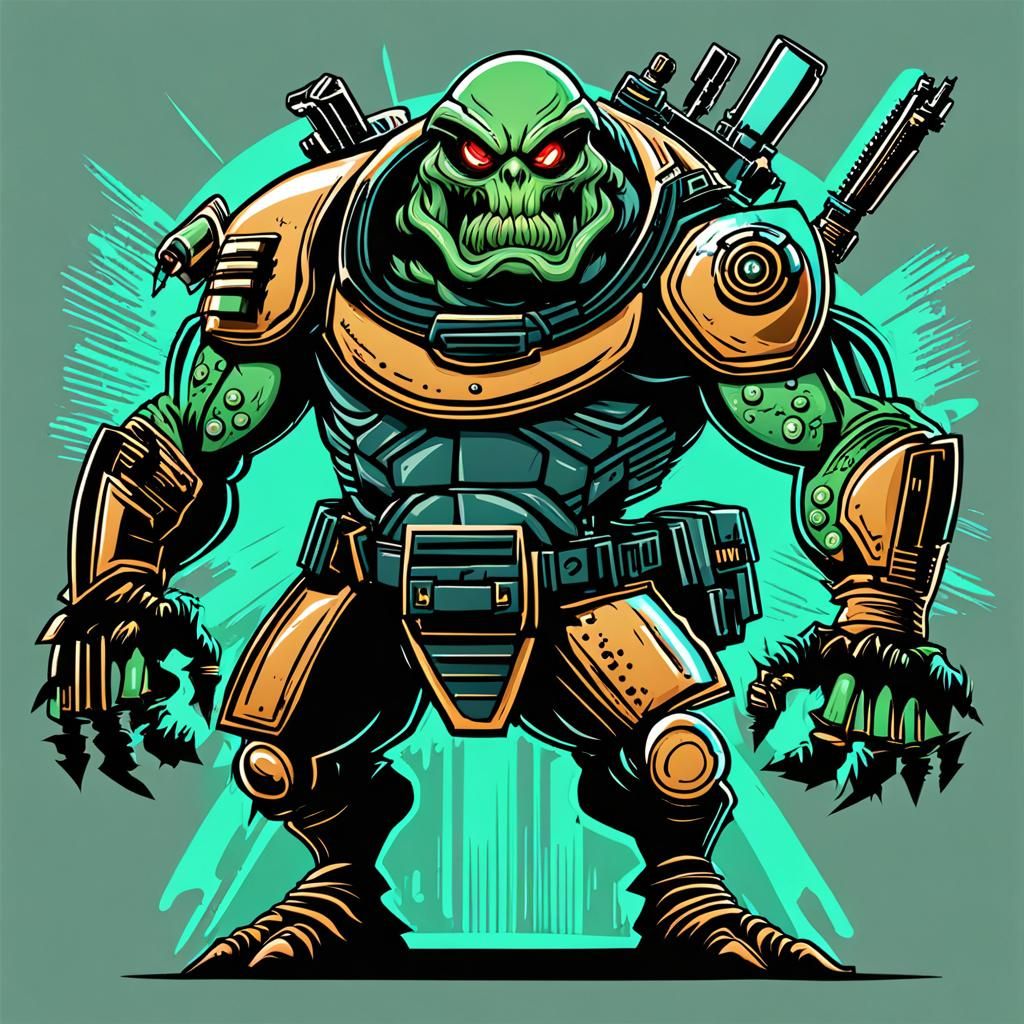 A cartoon alien soldier monster...