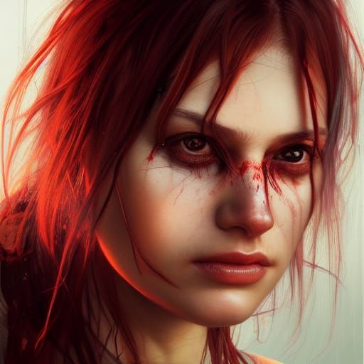 Realistic Portrait of a Disheveled Young Woman