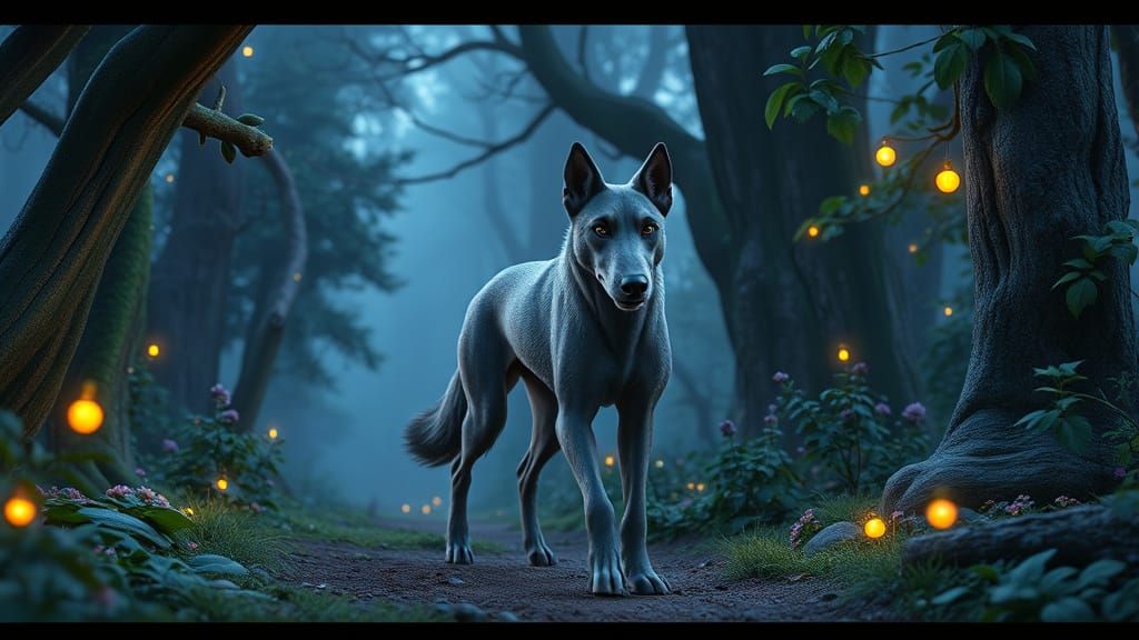 Irish Wolfhound in Mystical Celtic Forest, 3D Animation