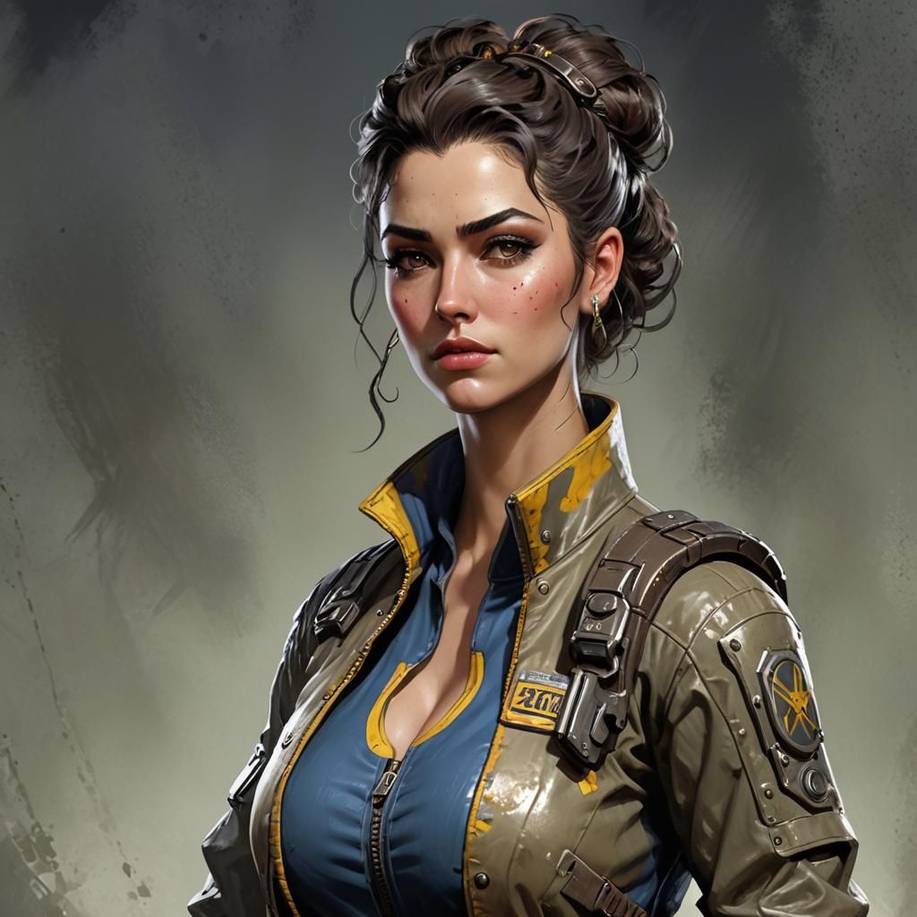Fallout Vault Girl Portrait in Concept Art Style