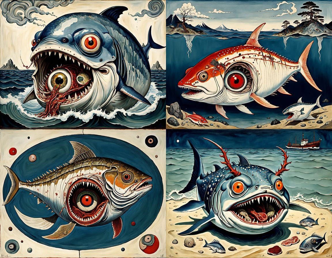 Mythical Hybrid Deer-Whale in Ukiyo-e Style