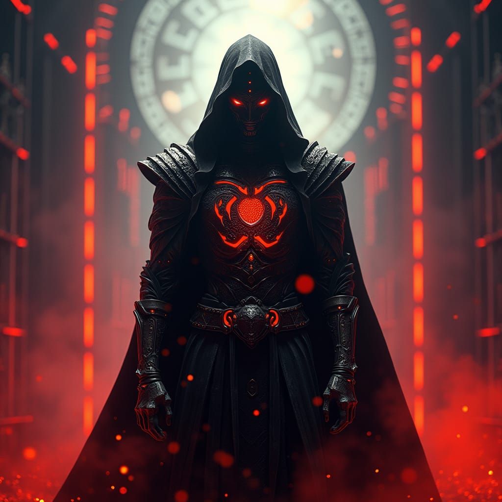 Cyberpunk CyberPaladin in Geometric Art Nouveau Style