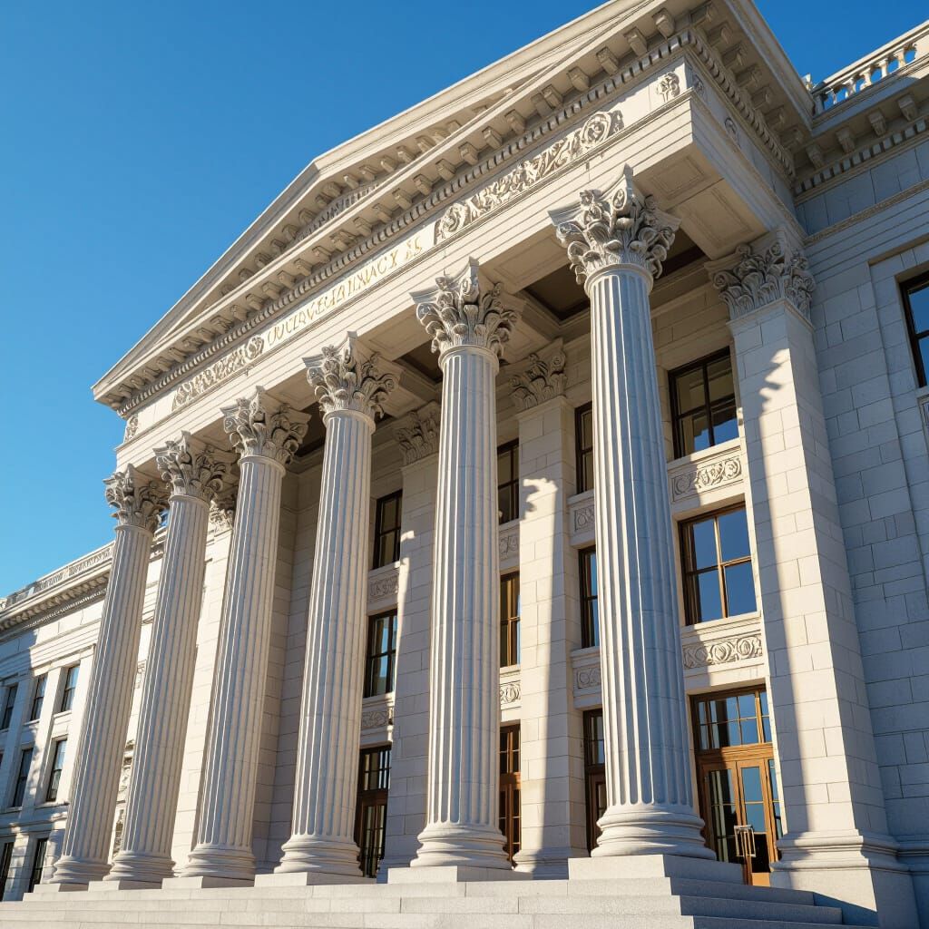 Neoclassical Government Building Facade in Sharp Daylight