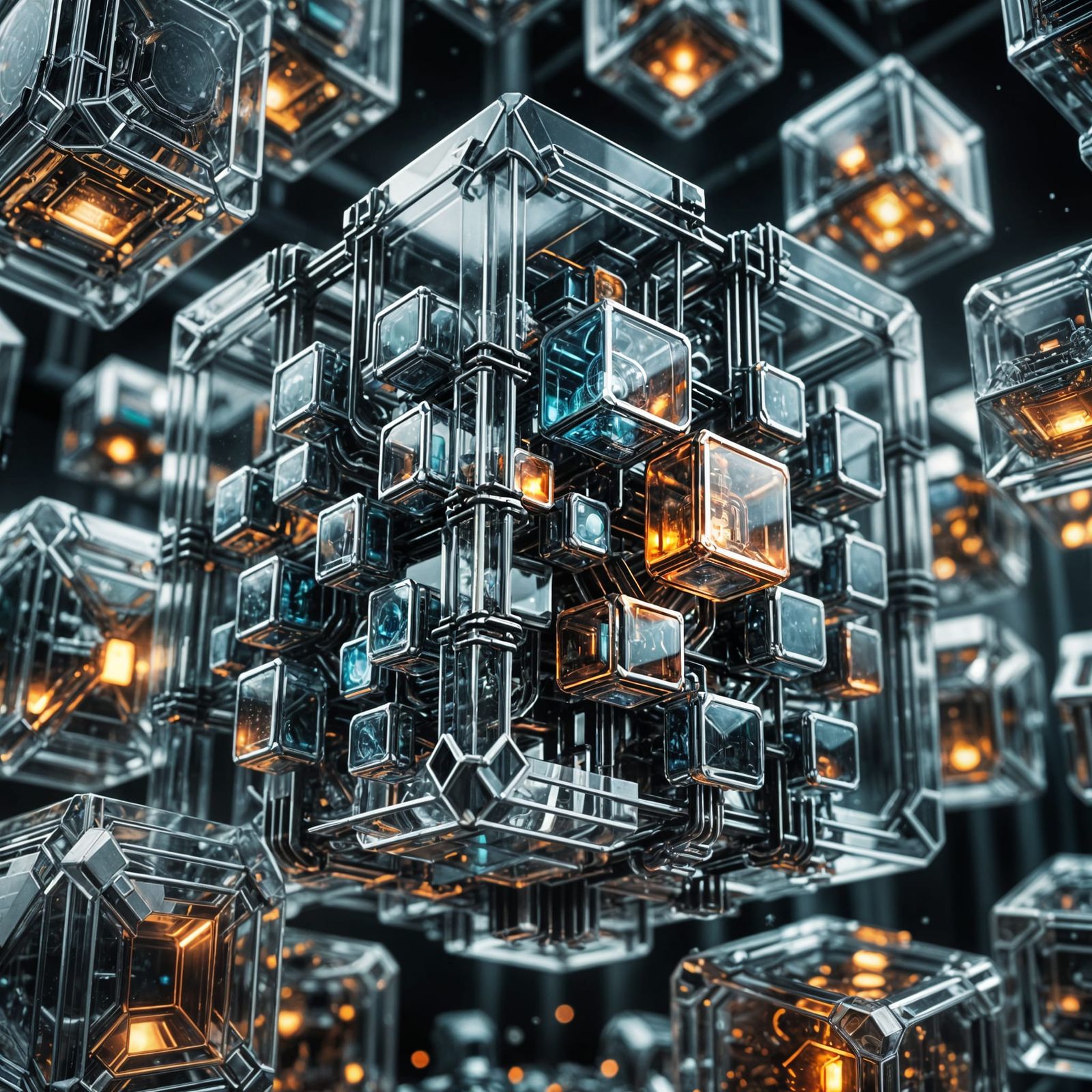 Futuristic Glass Cubes in Hyperrealistic Detail