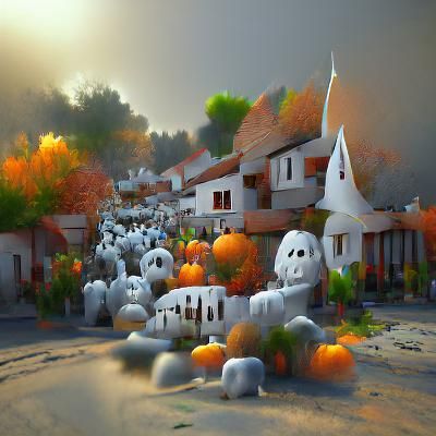 Spooky Halloween Village at Twilight