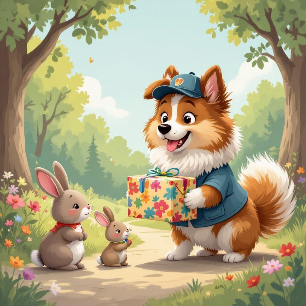 Playful Dog Delivers Mail to Rabbit Family