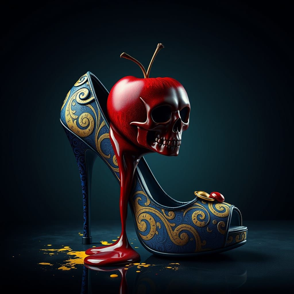 Dark Fairy Tale High Heel Shoe with Poison Apple