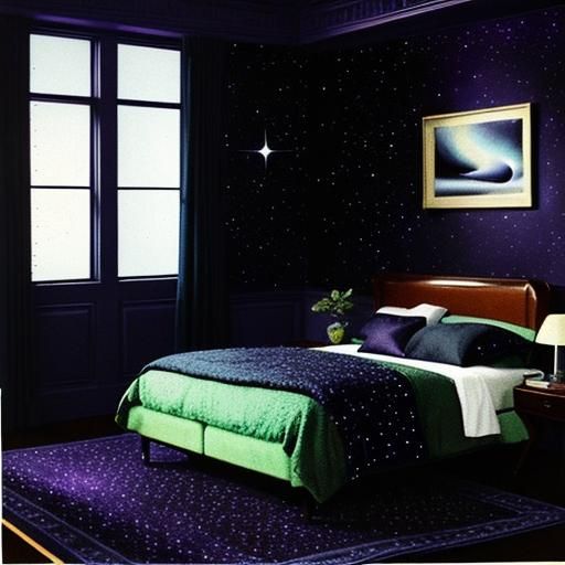 Vibrant Kid's Spacecore Bedroom with Starry Walls