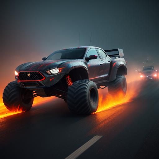 Diabolical Monster Truck Drifting on Mystic Road