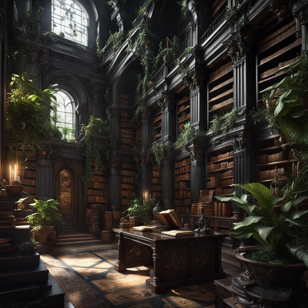 Dark Academia Library Concept Art