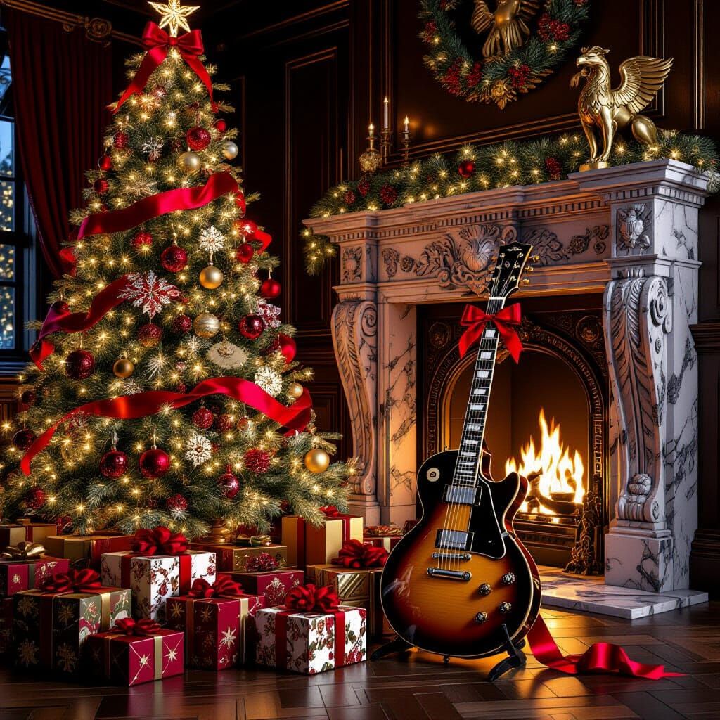 Victorian Christmas Tree with Les Paul Guitar