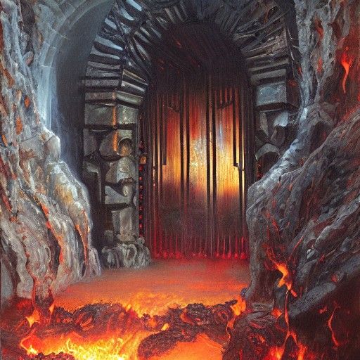 Gates of Hell: Oil Painting in Gurney Style