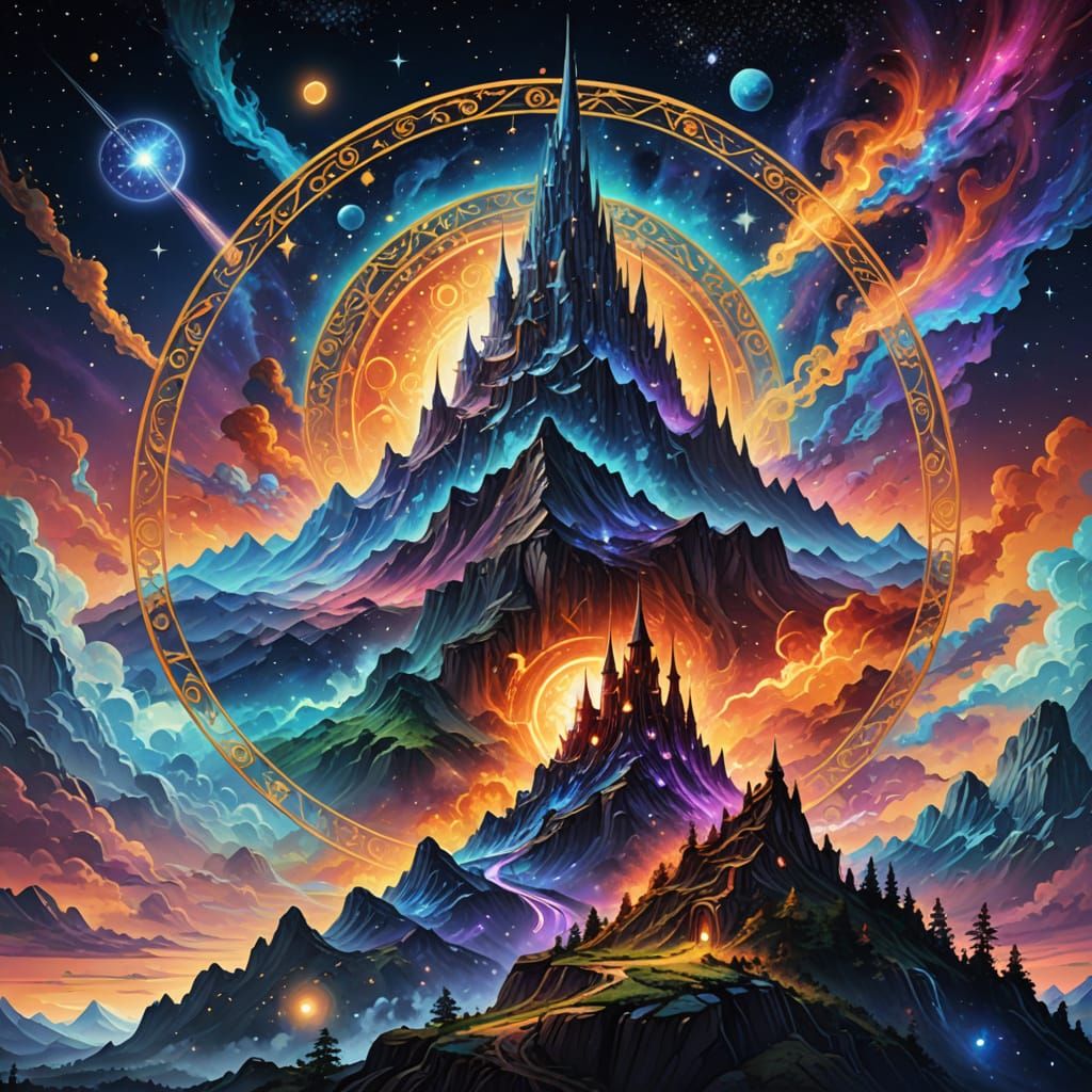 Futuristic Family Crest with Cosmic Nebula