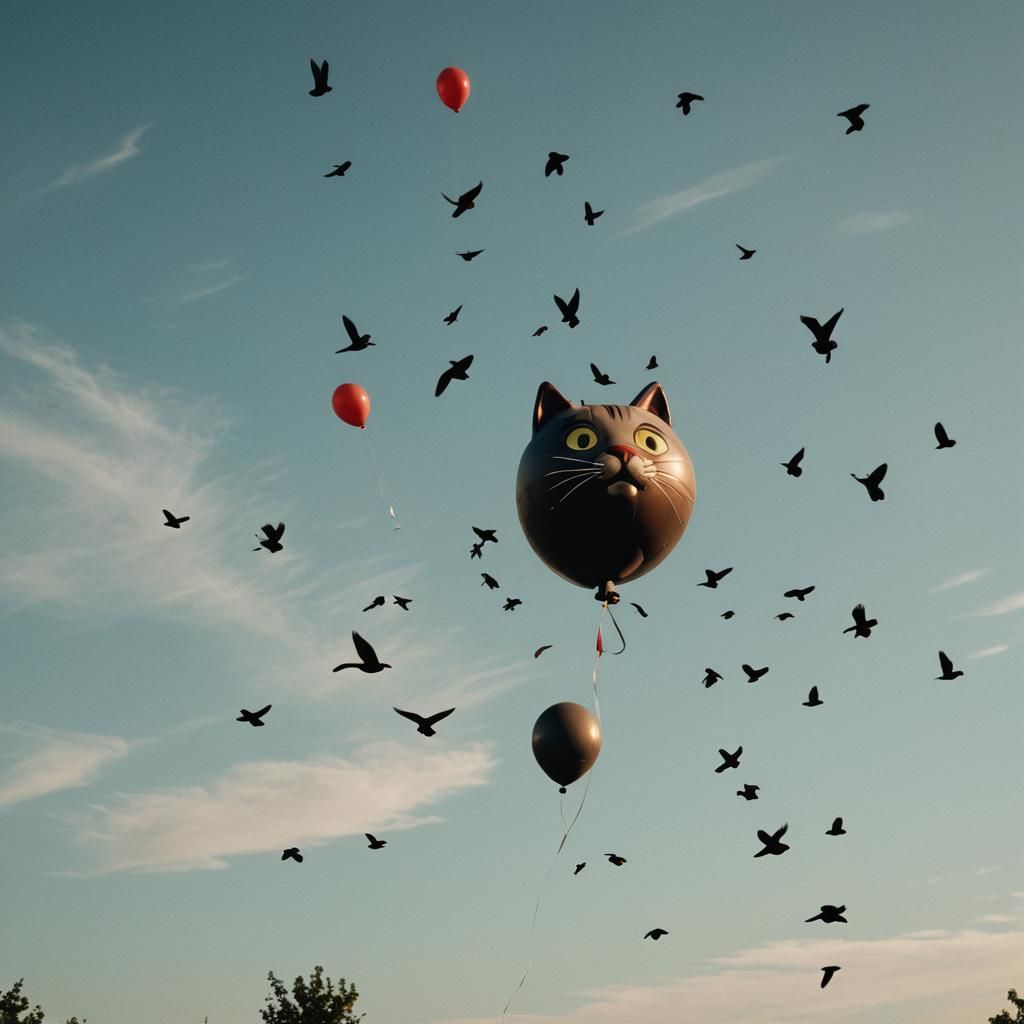 Cat Balloon's Cinematic Bird Chase