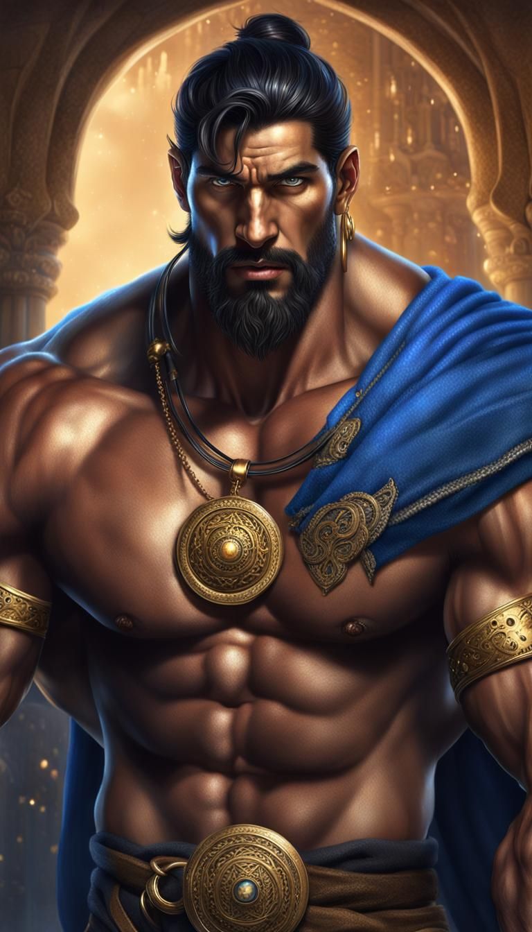 Handsome Persian Djinn with Muscular Build, Photorealistic