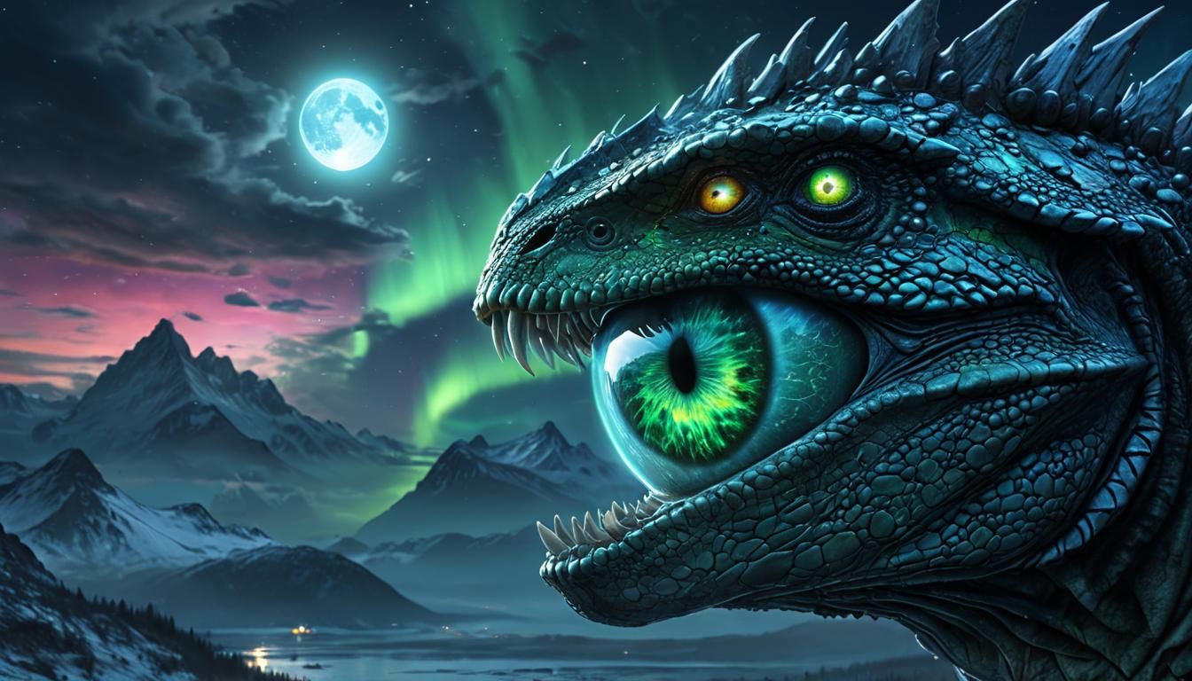 Eye of the Moon Dinosaur in Chrome Armor