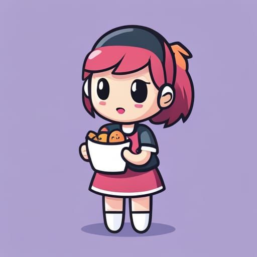 Cute Waifu Character in Bright Cel-Shaded 2D Style