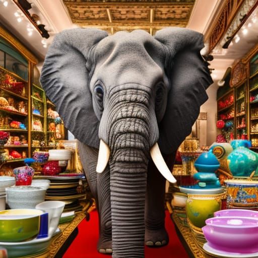 Elephant in China Shop: Hyperrealistic Photography