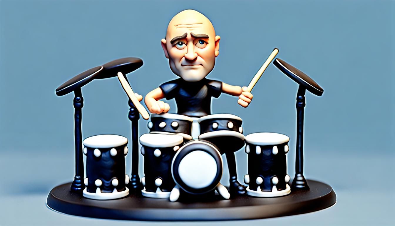 Chibi Character Plays Drums in Polymer Clay Style