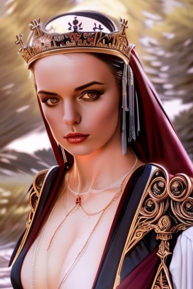 Robotic Sardinian Bride with Royal Crown and Jewelry