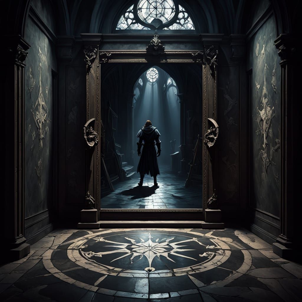 Gothic Mirror Portal to Vampire Reality