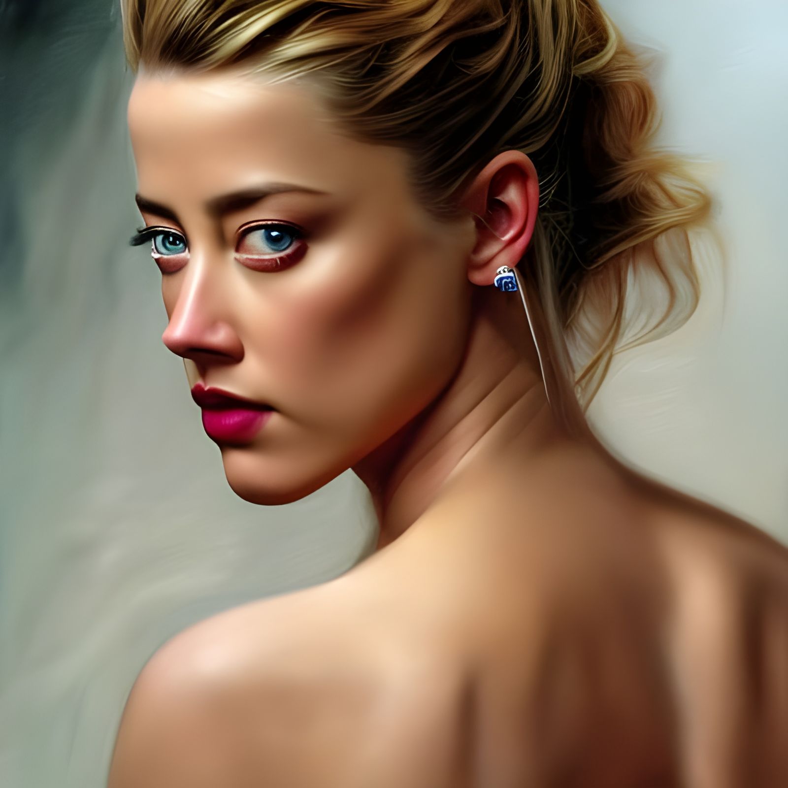 Detailed Portrait of Woman in Bath as Digital Art