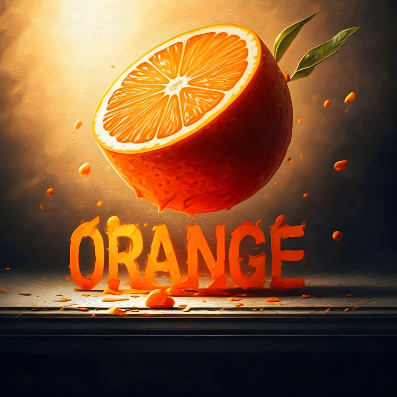 Orange Juice Splash in Gouache Style