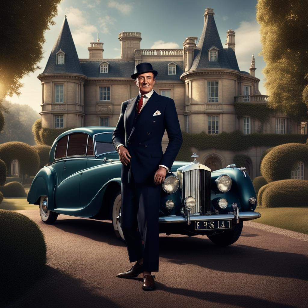 Seductive Gentleman in Patrick Macnee Style, Detailed Painti...