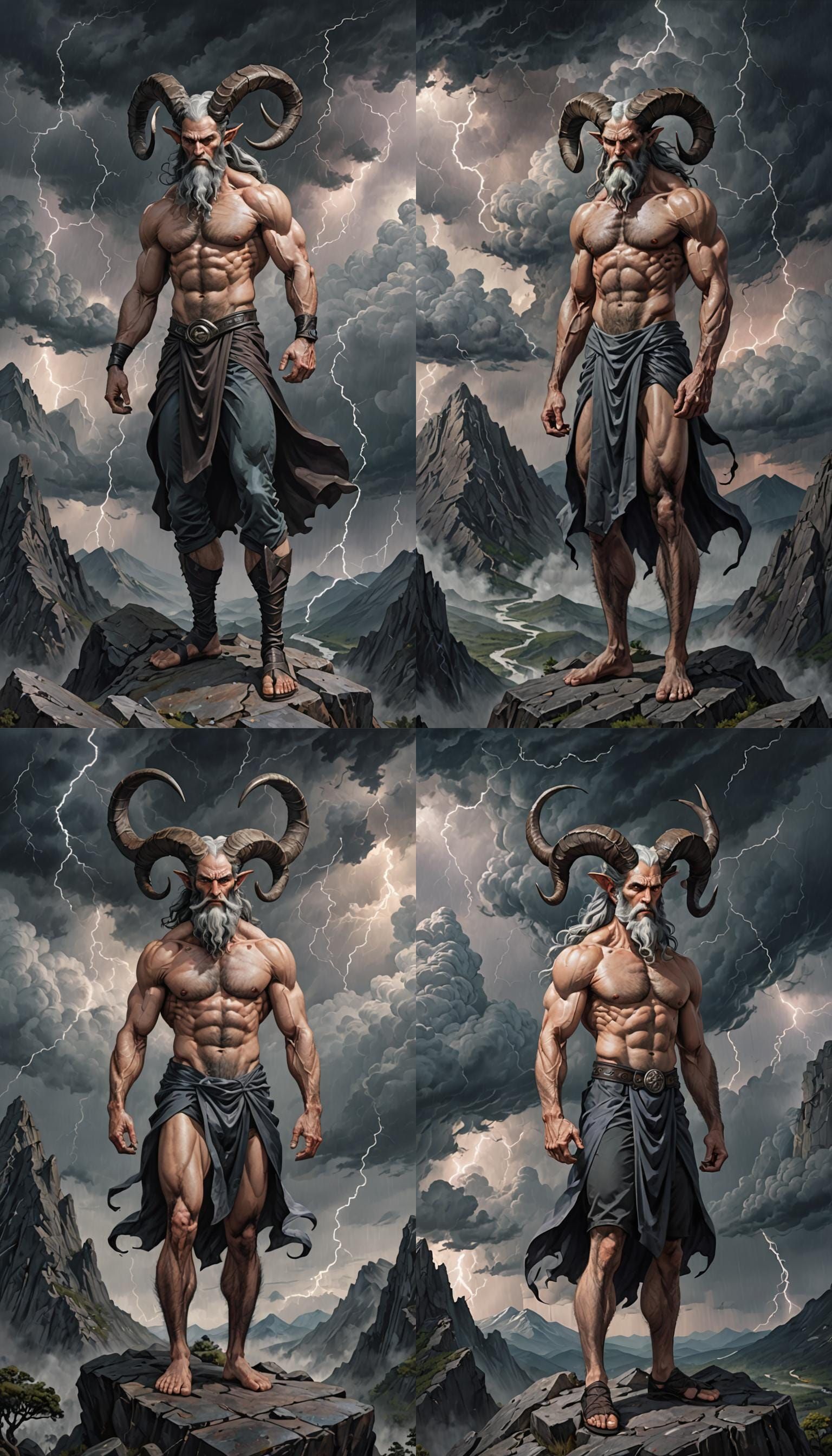 Mountain Troll Portrait with Ram's Horns