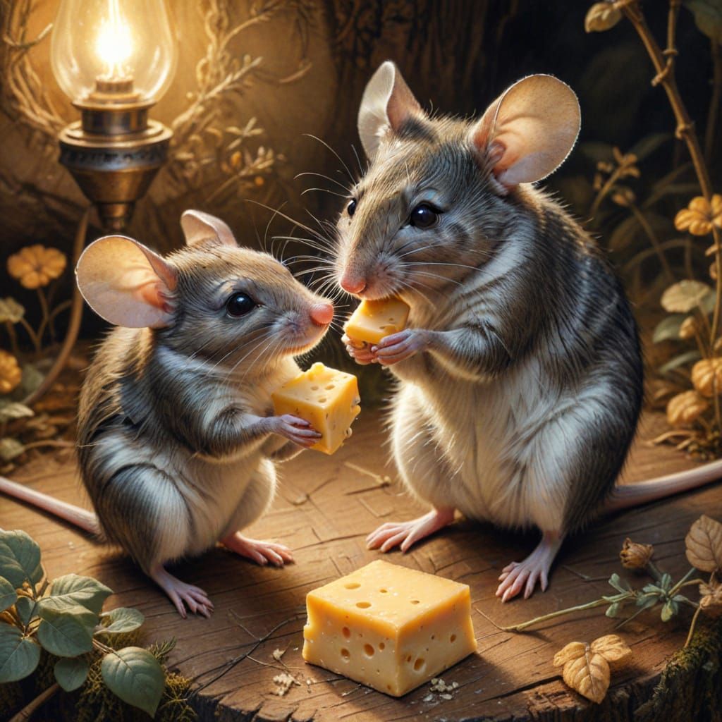 Tender Mouse Portrait in Whimsical Charcoal Style