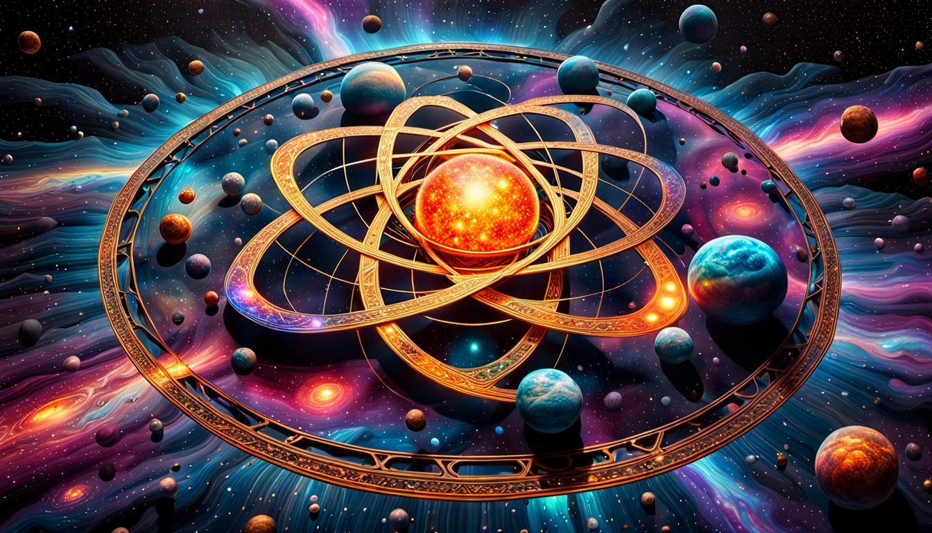 Hydrogen Atom in Astral Cosmic Illustration