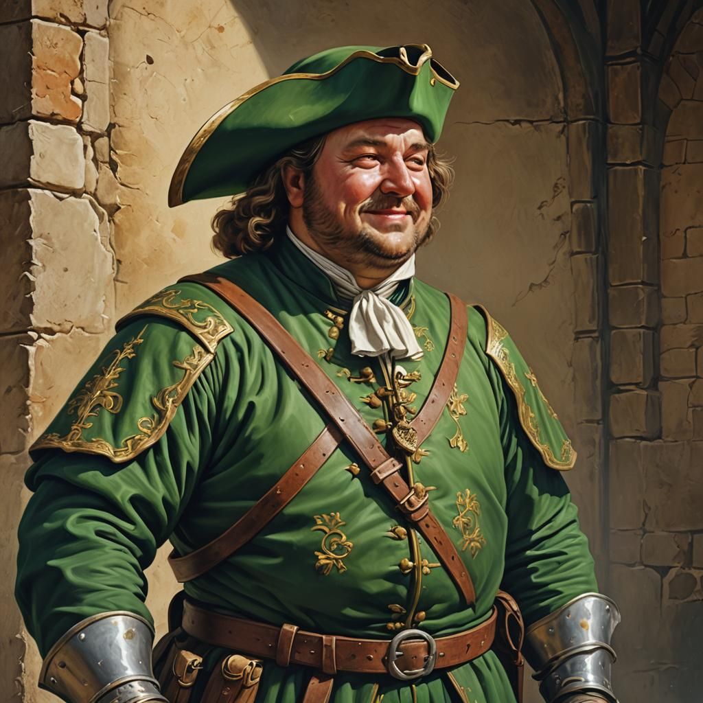 17th Century Oil Painting: Smiling Musketeer Portrait