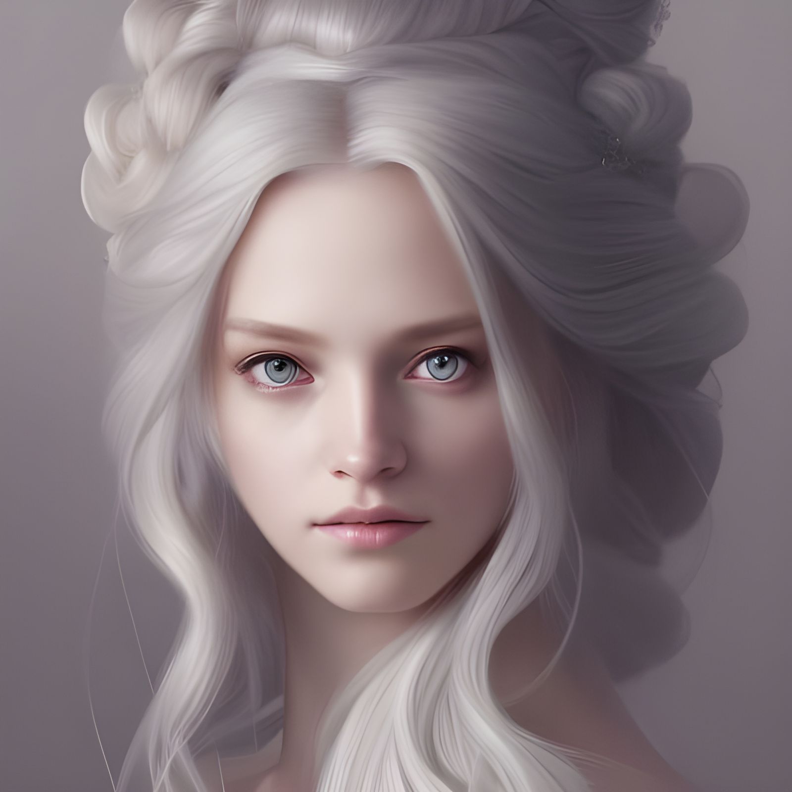 Elegant Snow Princess Portrait in Hyperdetailed Style
