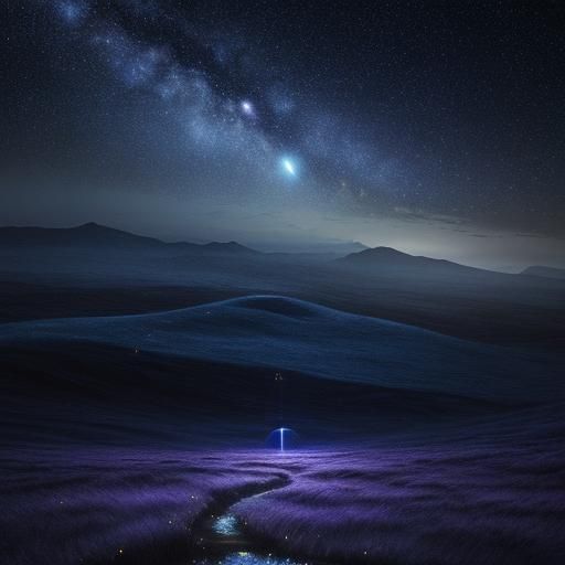 Ethereal Starry Sky with Full Moon, Matte Painting