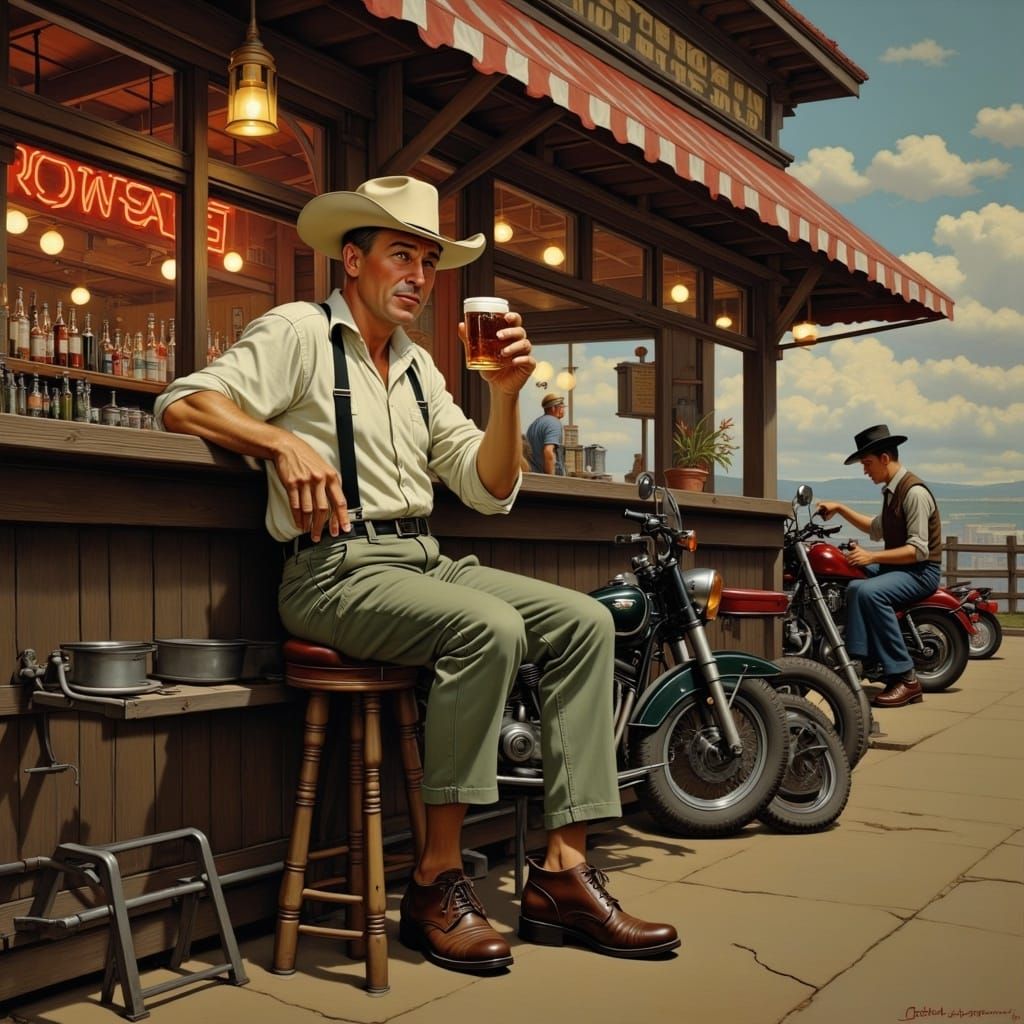 Stone Cold Steve Austin in Rockwell-esque Roadhouse