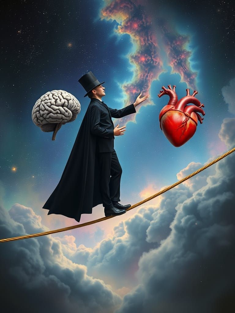 Cosmic Tightrope Walker Balancing Brain and Heart