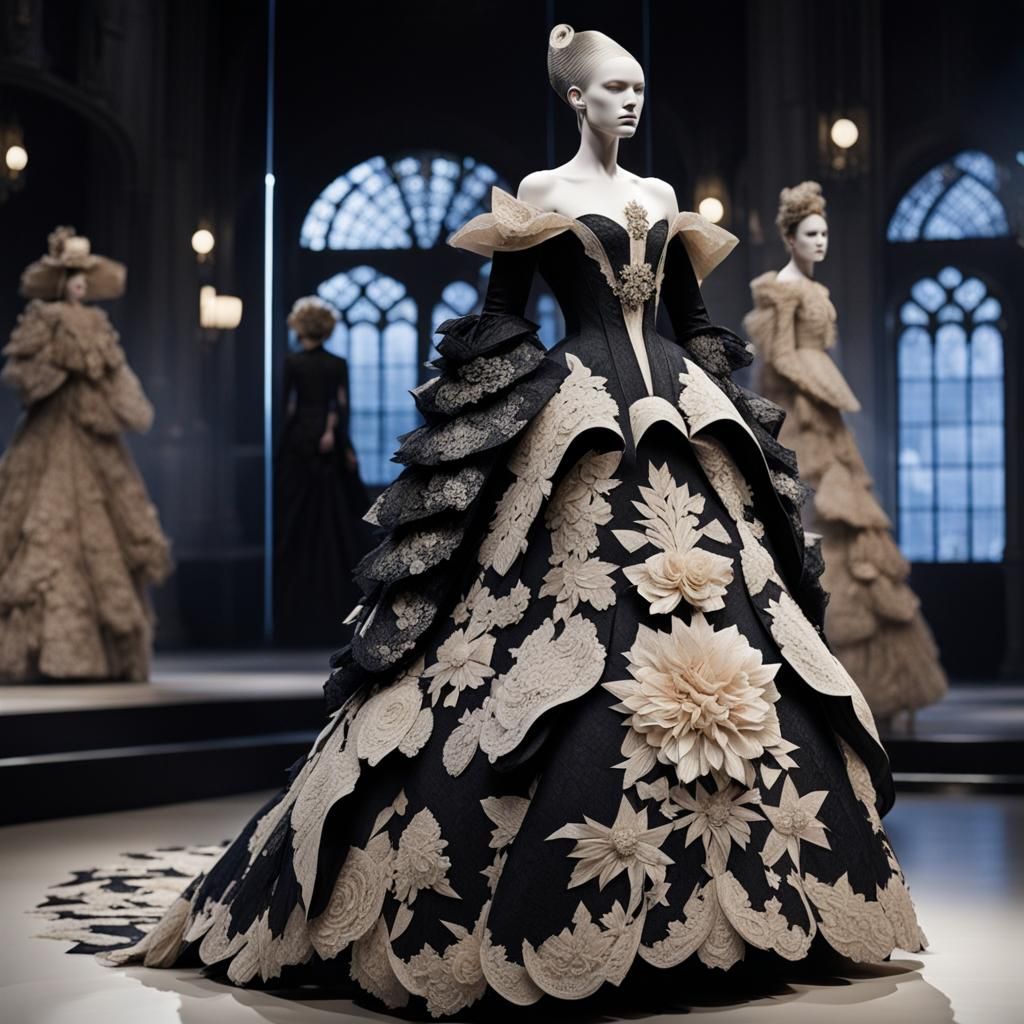 Paper Collage Ball Gown : Alexander McQueen Gothic Fashion :...
