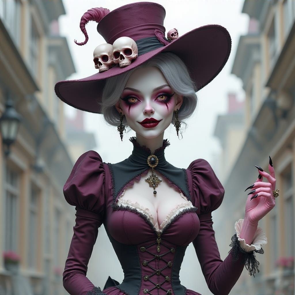 Ethereal Victorian Demoness in Dark Whimsy Style