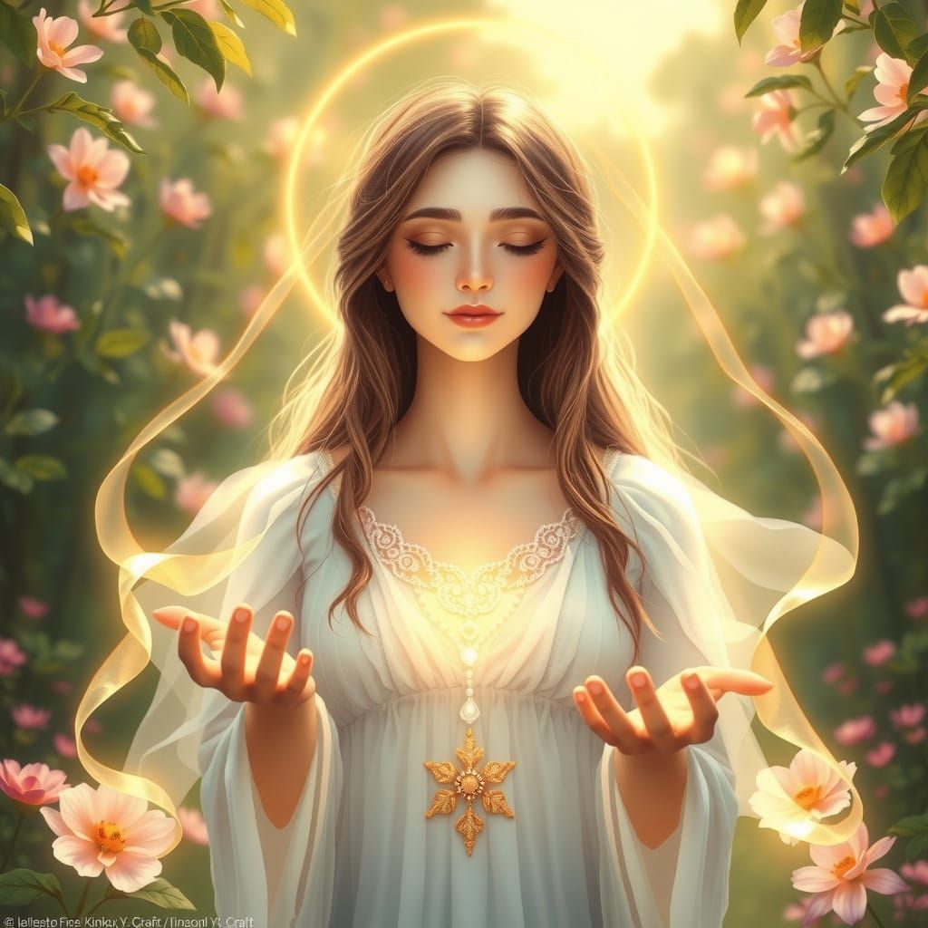 Serenely Gifted Angel in a Sacred Garden of Love