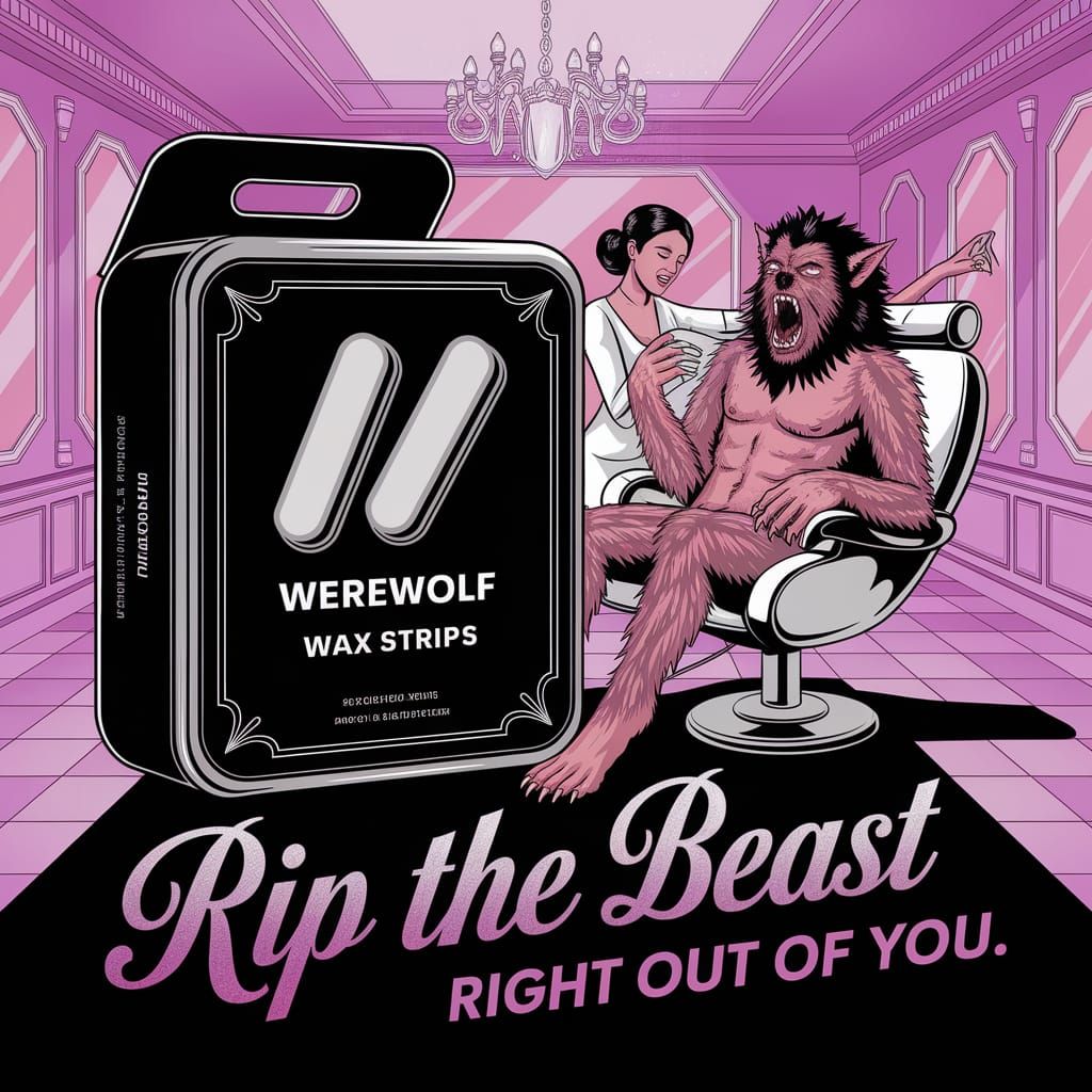 Glamorous Beauty Salon Scene with Werewolf Waxing Chaos