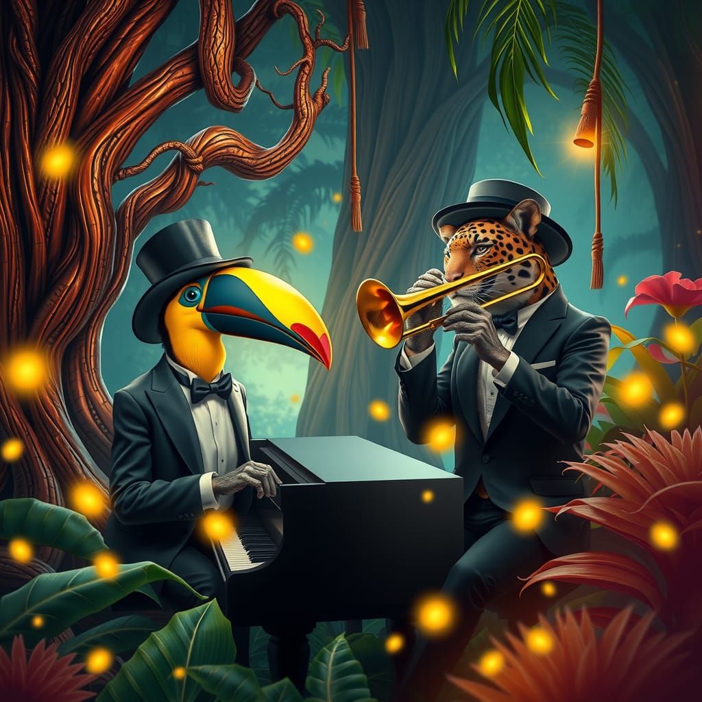 Jungle Jazz Band: Toucan and Jaguar Musicians
