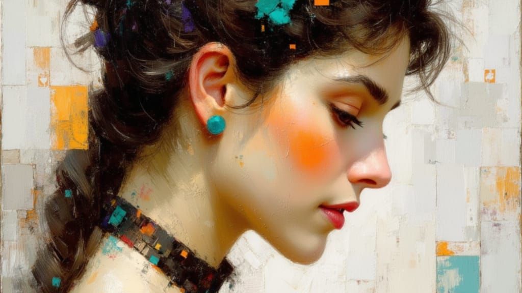 Elegant London Princess in Bright Oil Painting Style