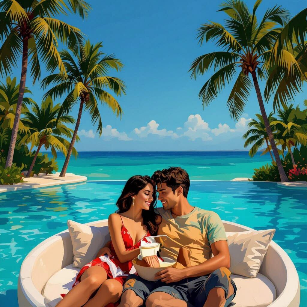 Couple in Warm Sunlight, Digital Painting