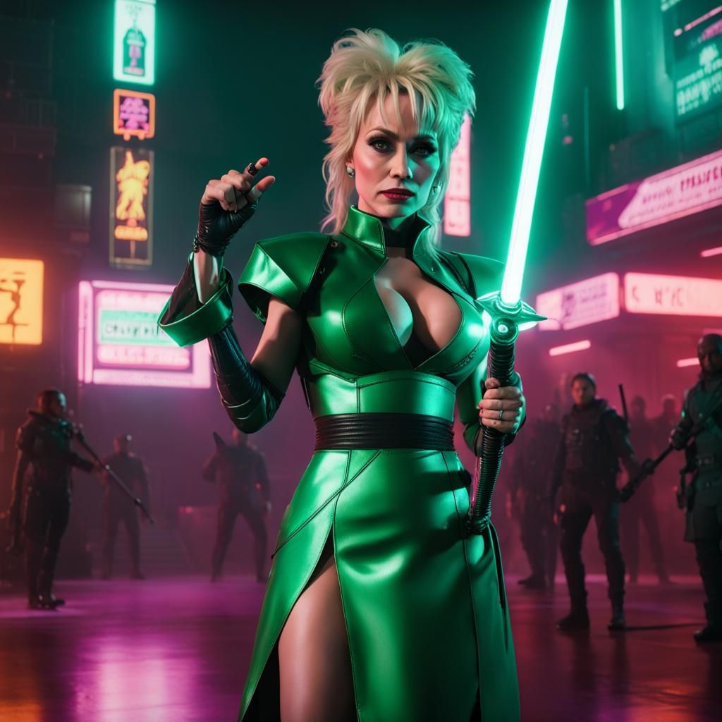 Cyberpunk Dolly Parton as Street Samurai
