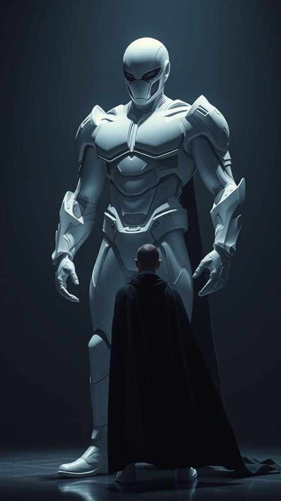 Godlike Figure in Futuristic Power Suit