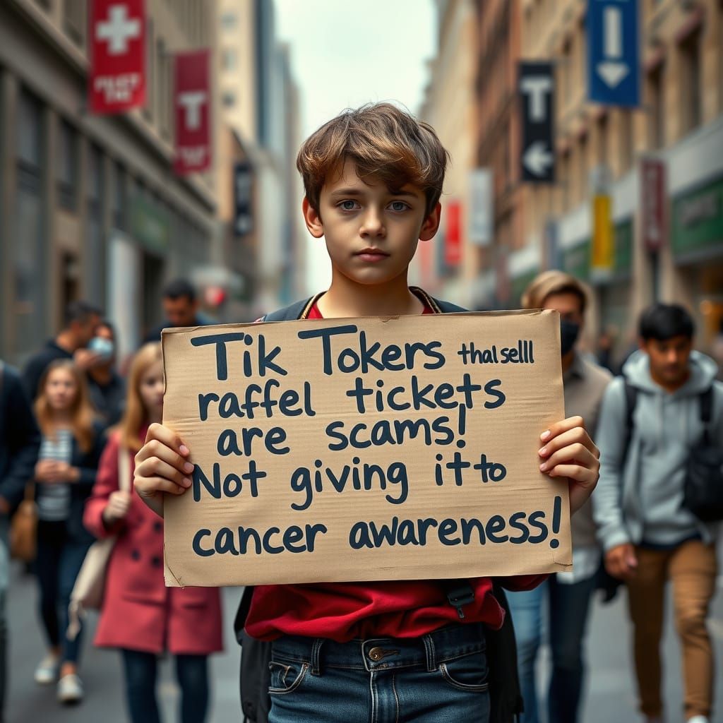 Teenager Warns Against Social Media Scams in City Street